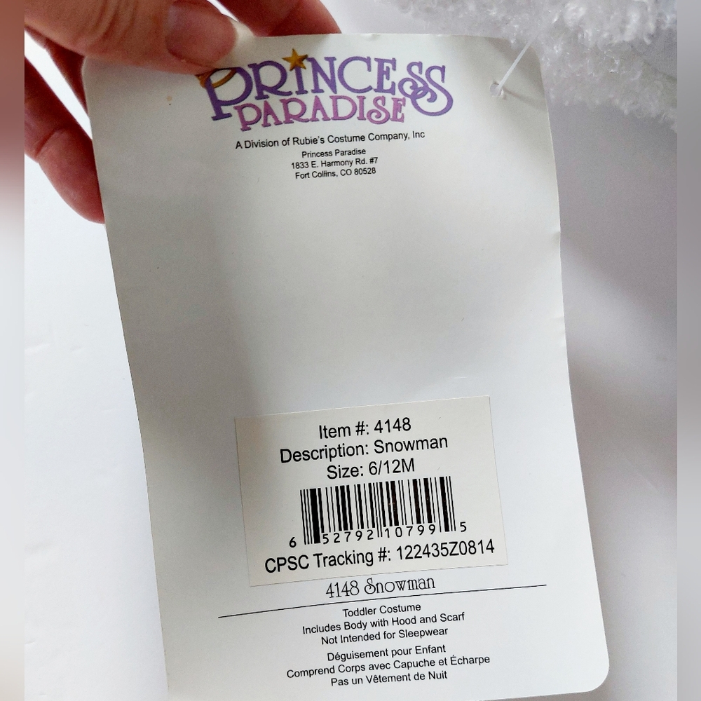 Snowman Costume size 6-12m Christmas Halloween Frosty Olaf Princess Paradise - Picture 5 of 5